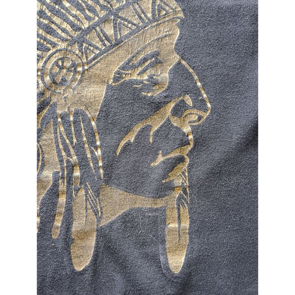 Phat Doc 2XL Black Graphic T-Shirt Gold Native American Chief Design Men's - Picture 2 of 8